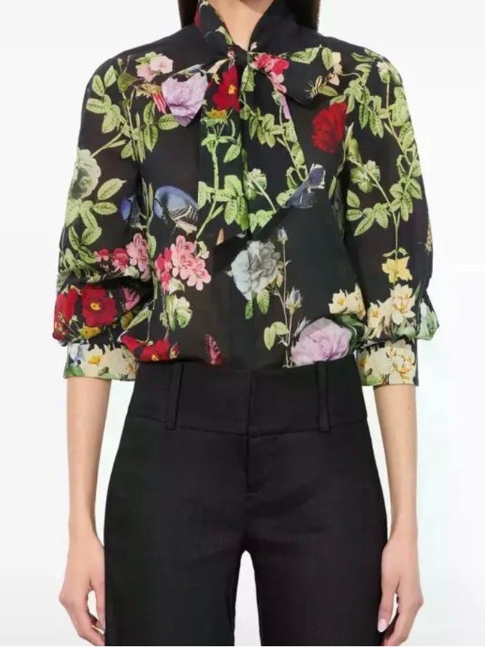 ALICE + OLIVIA  Lloyd Floral-Print Shirt size S